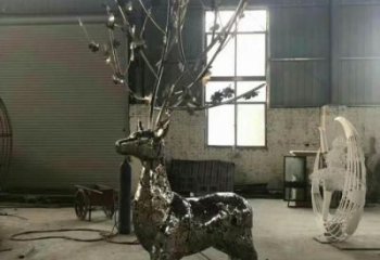 字母鹿雕塑廠家 不銹鋼字母鹿雕塑制作