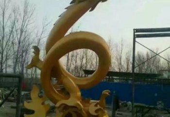不銹鋼龍雕塑廠家 金色臥龍造型 