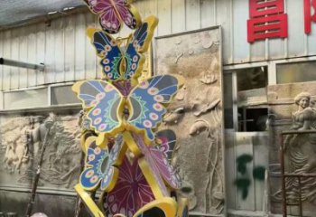 群蝶雕塑廠家 七彩昆蟲類型 不銹鋼群蝶雕塑制作