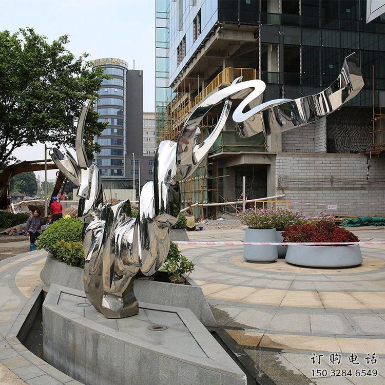 抽象貓雕塑 不銹鋼抽象藝術(shù)景觀雕塑