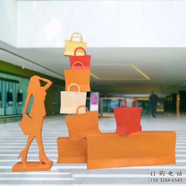 購物人雕塑 剪影不銹鋼購物人雕塑