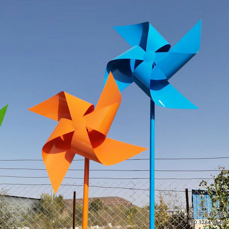風車雕塑 街道噴漆小品 大型不銹鋼風車雕塑廠家