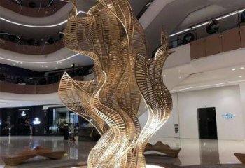 樹葉雕塑 拉絲工藝 室內大型樹葉雕塑廠家