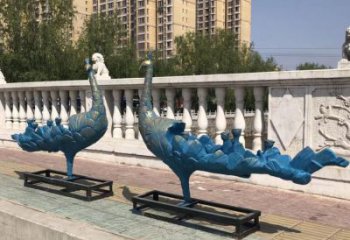 孔雀雕塑 噴漆動(dòng)物擺件 街道不銹鋼孔雀雕塑廠家