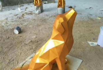 鍍金小狗雕塑廠家 風景區景觀小品 切面鍍金小狗雕塑