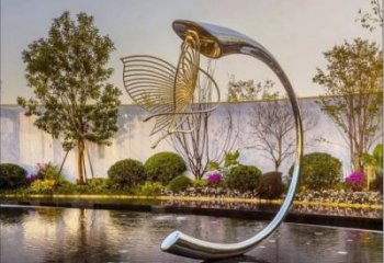 拉絲蝴蝶雕塑 酒店戶外小品 大型中式蝴蝶雕塑廠家