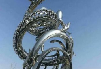 鏡面龍雕塑廠家 現(xiàn)代戶外擺件 游樂場異形龍雕塑