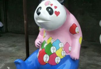 游樂場熊貓雕塑廠家 戶外賓館擺件 住宅小區(qū)彩繪熊貓雕塑