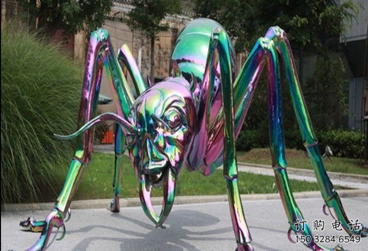 庭院蜘蛛雕塑廠家 歐式仿真擺件 戶外電鍍蜘蛛雕塑