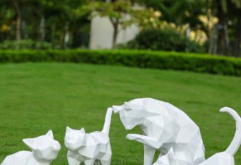 游樂場貓雕塑廠家 戶外公園擺件 住宅小區幾何貓雕塑
