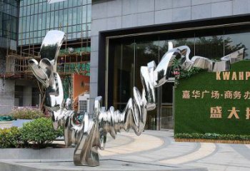 庭院貓雕塑廠家 歐式抽象擺件 戶外鏡面貓雕塑