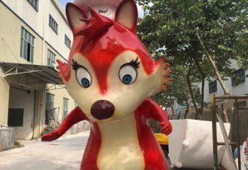 步行街狐貍雕塑廠家 創(chuàng)意卡通擺件 草地仿真狐貍雕塑