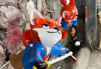 彩繪狐貍雕塑廠家 大型抽象擺件 風(fēng)景區(qū)仿真狐貍雕塑