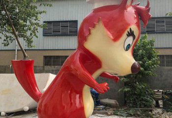 烤漆狐貍雕塑廠家 卡通噴漆擺件 廣場現(xiàn)代狐貍雕塑