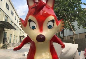 草地狐貍雕塑廠家 烤漆異形小品 卡通仿真狐貍雕塑
