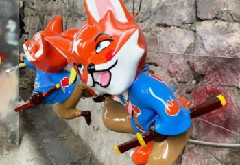 住宅小區(qū)狐貍雕塑廠家 現(xiàn)代公園小品 戶外噴漆狐貍雕塑