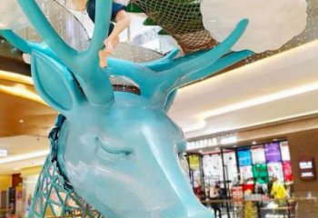 室內鹿角雕塑廠家 大型餐飲店小品 步行街異形鹿角雕塑