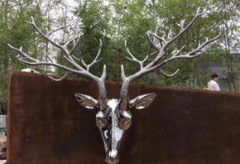 鏡面鹿角雕塑廠家 現(xiàn)代公園擺件 游樂場異形鹿角雕塑