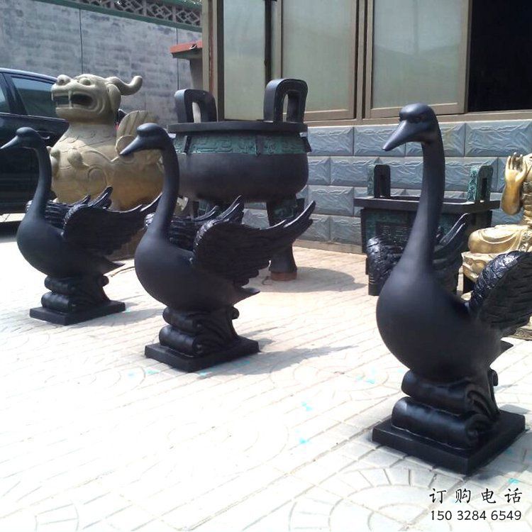 街道鴨子雕塑廠家 創(chuàng)意村口小品 酒店仿古鴨子雕塑