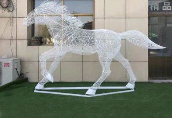 鏤空奔馬雕塑廠家 現代抽象擺件 戶外仿真奔馬雕塑