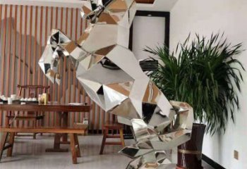 玄關奔馬雕塑廠家 現代創意擺件 風景區幾何奔馬雕塑