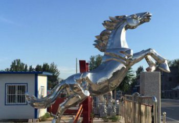 鏡面奔馬雕塑廠家 現代戶外擺件 游樂場異形奔馬雕塑