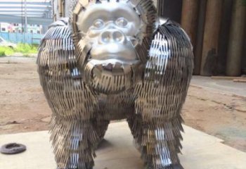 商場大猩猩雕塑廠家 中式戶外小品 酒店拉絲大猩猩雕塑