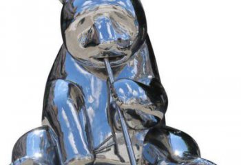 鍛造大熊貓雕塑廠家 卡通鏡面擺件 廣場啞光大熊貓雕塑