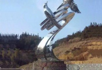 鏡面雄鷹雕塑廠家 現代創意擺件 游樂場異形雄鷹雕塑