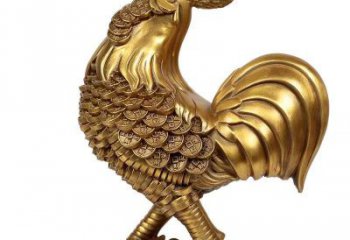 仿古金雞雕塑廠家 戶外抽象小品 玄關(guān)彩繪金雞雕塑