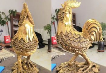 鑄造金雞雕塑廠家 創(chuàng)意仿真小品 村口噴漆金雞雕塑
