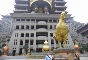 街道金雞雕塑廠家 創(chuàng)意小品 戶外鍍金金雞雕塑