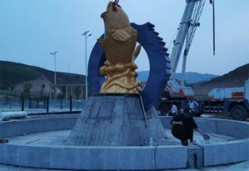 別墅鯉魚跳龍門雕塑廠家 戶外現(xiàn)代噴漆小品 