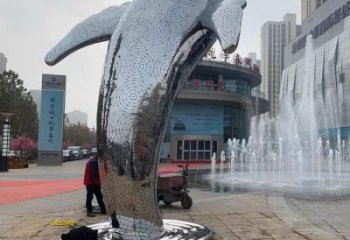 鍛造鯨魚雕塑廠家 抽象鏡面擺件 廣場啞光鯨魚雕塑