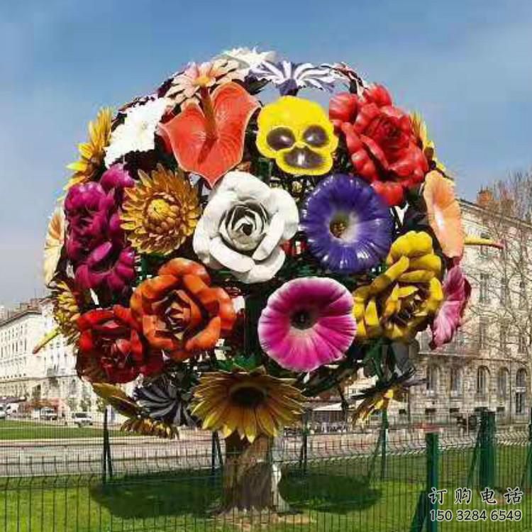 異形花球雕塑廠家 現代公園小品 公園不銹鋼花球雕塑