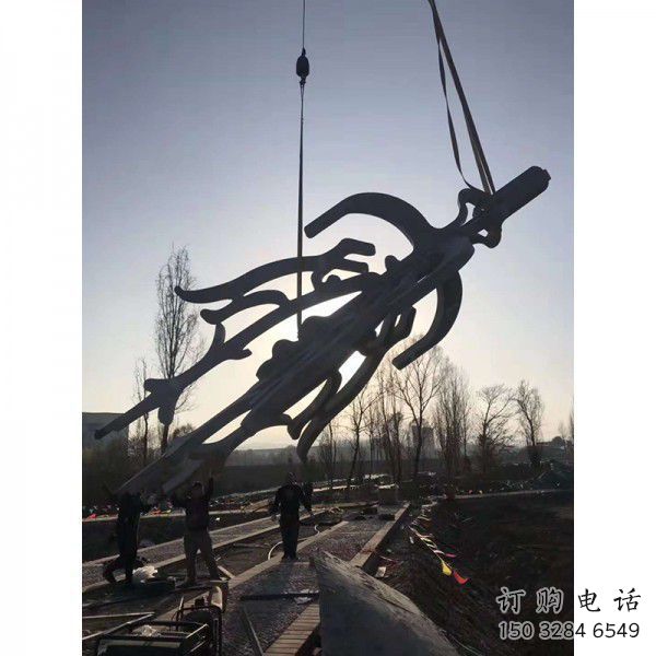 抽象甲骨文雕塑廠家 創(chuàng)意小品 戶外不銹鋼甲骨文雕塑