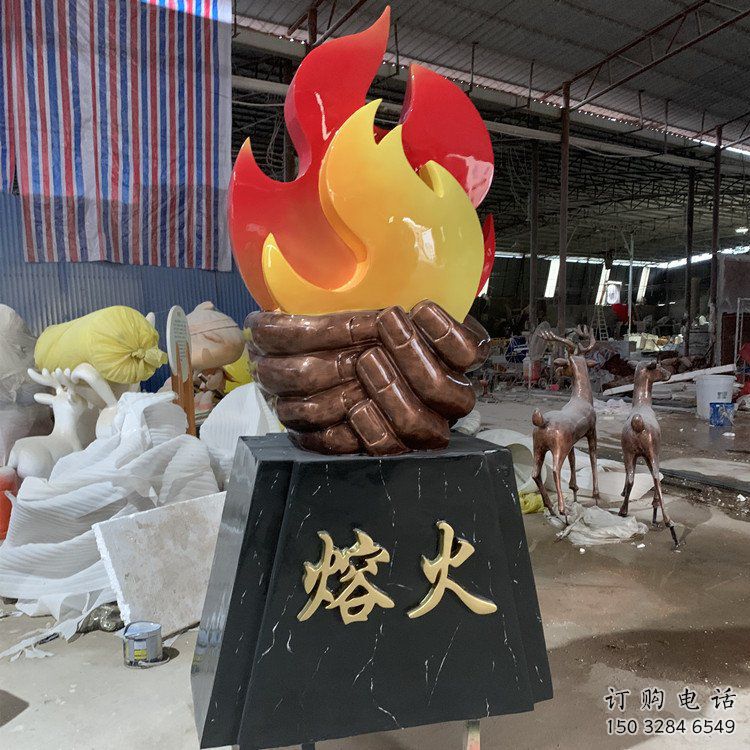 歐式圣火雕塑廠家 現代公園擺件  大型不銹鋼圣火雕塑