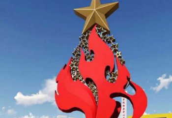 拉絲火炬雕塑廠家 鏤空創意擺件 別墅區不銹鋼火炬雕塑