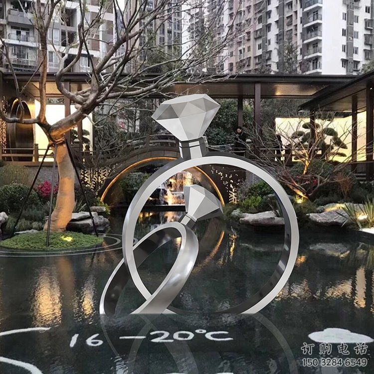 酒店戒指雕塑廠家 戶外小品 創意不銹鋼戒指雕塑