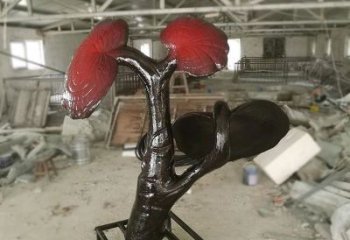 烤漆靈芝雕塑廠家 廣場小品 戶外不銹鋼靈芝雕塑