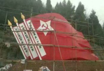 戶外紅旗雕塑廠家 噴漆小品 現代不銹鋼紅旗雕塑