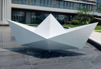戶外小船雕塑廠家 噴漆小品 公園不銹鋼小船雕塑