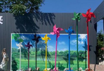 別墅區風車雕塑廠家 大型擺件 烤漆不銹鋼風車雕塑生產