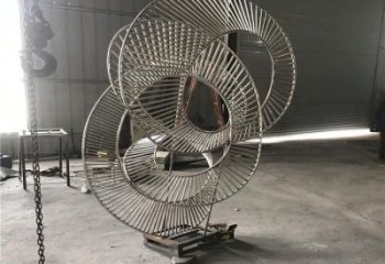異形環形雕塑廠家 現代公園小品 拉絲不銹鋼環形雕塑生產
