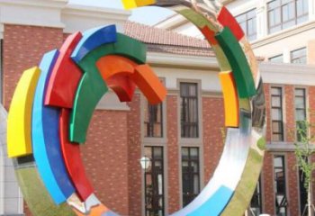 彩繪環形雕塑廠家 現代創意擺件 街頭不銹鋼環形雕塑生產