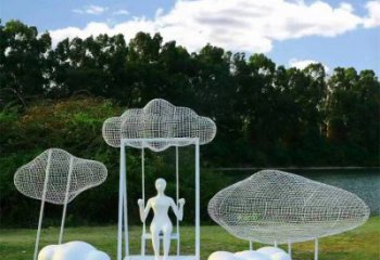 公園云梯雕塑廠家 戶外擺件 鏤空不銹鋼云梯雕塑價格