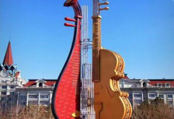 彩繪大提琴雕塑廠家 現代擺件 街頭不銹鋼大提琴雕塑