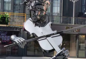 歐式大提琴雕塑廠家 抽象擺件 廣場不銹鋼大提琴雕塑