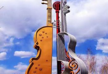 烤漆小提琴雕塑廠家 歐式步行街?jǐn)[件 大型不銹鋼小提琴雕塑