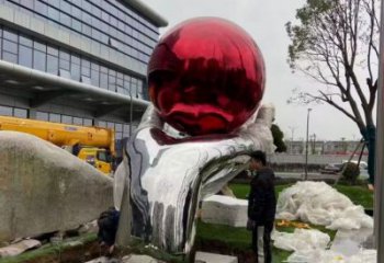 街頭佛手雕塑廠家 大型別墅區(qū)擺件 鏡面不銹鋼佛手雕塑廠